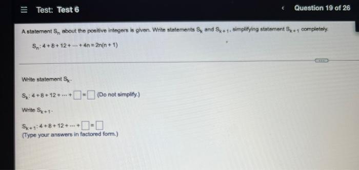 Test Test 6 Question 19 Of 26 A Statements About The Positive Integers Is Given Write Statements S And St Simplifyi 1