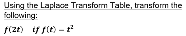 Using The Laplace Transform Table Transform The Following F 2t If F T T 1