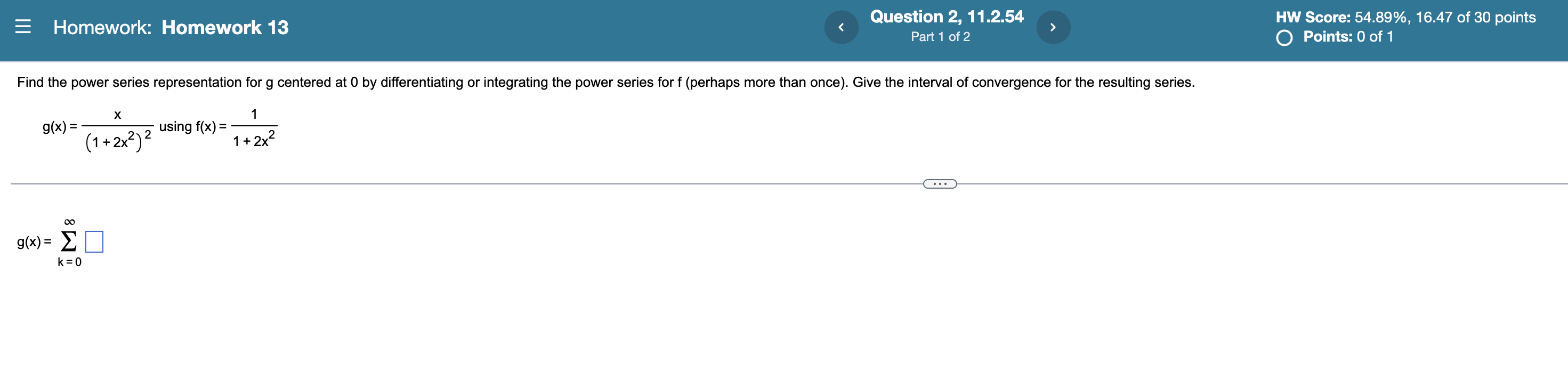 Homework Homework 13 Question 2 11 2 54 Part 1 Of 2 Hw Score 54 89 16 47 Of 30 Points O Points 0 Of 1 Find The P 1