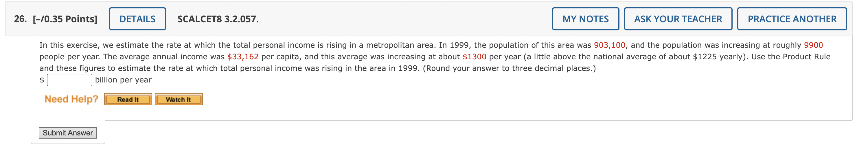 26 70 35 Points Details Scalcet8 3 2 057 My Notes Ask Your Teacher Practice Another In This Exercise We Estimate T 1
