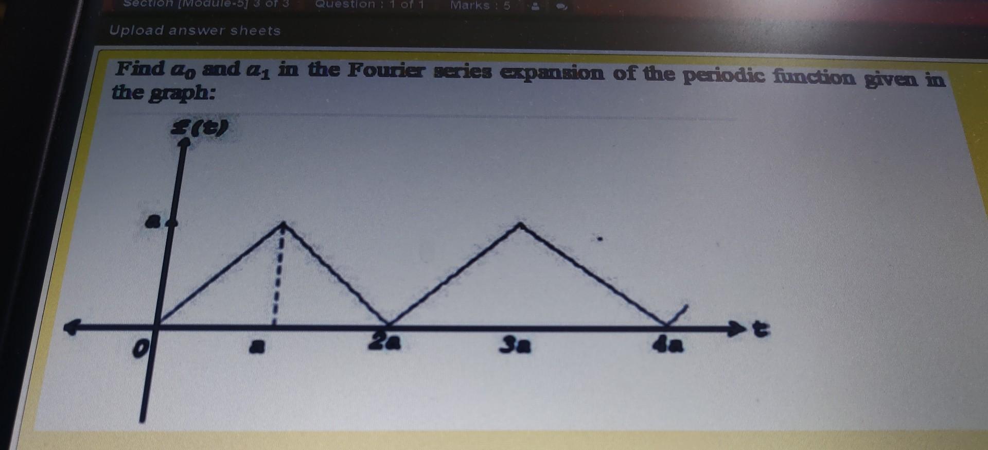 Section Module 5 3 Ot 3 Question 1 Of 1 Marks 5 Upload Answer Sheets Find An And An In The Fourier Series Expansio 1