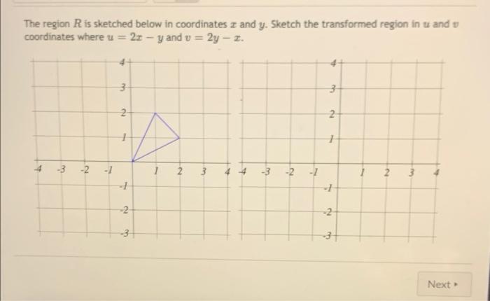 The Region Ris Sketched Below In Coordinates Z And Y Sketch The Transformed Region In U And Y Coordinates Where U 2x 1
