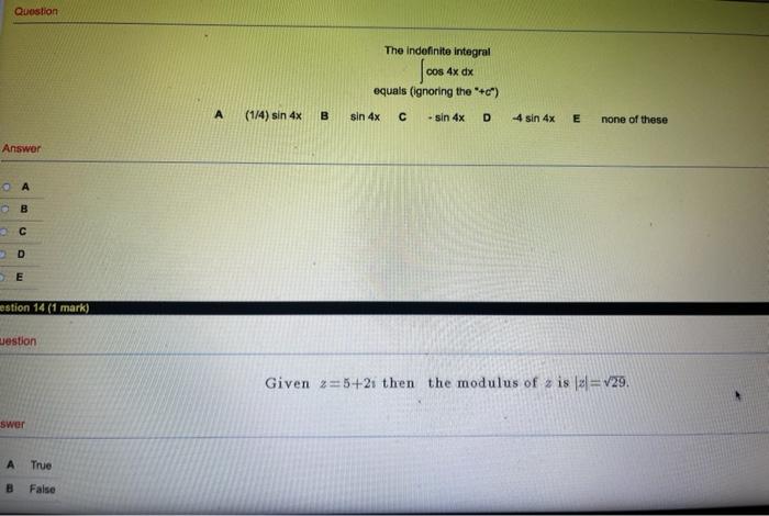 Question 7 1 Mark Question Given 2 3 373 Then The Principal Argument Of 2 Is Arg 2 Answer A True B False Question 8 5