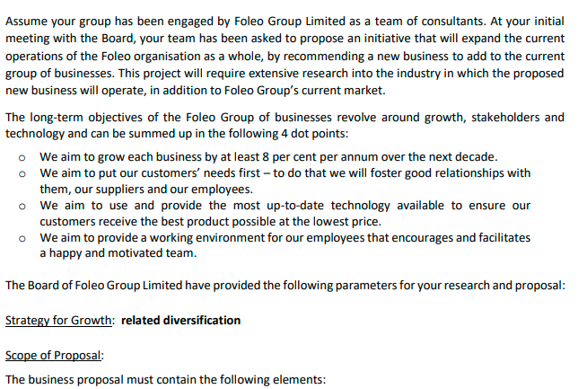Assume Your Group Has Been Engaged By Foleo Group Limited As A Team Of Consultants At Your Initial Meeting With The Boa 1