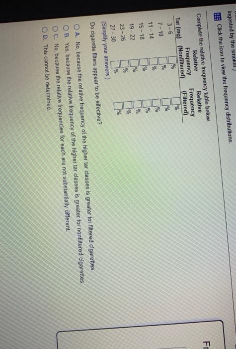 Construct One Table That Includes Relative Frequencies Based On The Frequency Distributions Shown Below Then Compa Inge 3