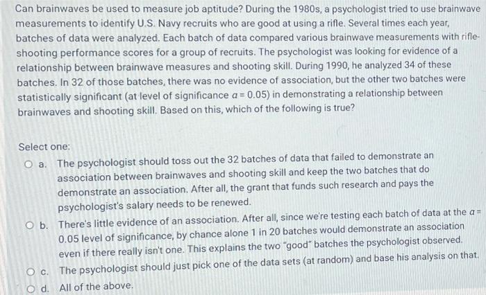 Can Brainwaves Be Used To Measure Job Aptitude During The 1980s A Psychologist Tried To Use Brainwave Measurements To 1