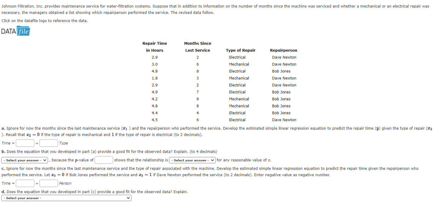 Johnson Filtration Inc Provides Maintenance Service For Water Filtration Systems Suppose That In Addition To Informat 1