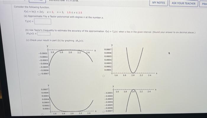 Ol My Notes Ask Your Teacher Pra Consider The Following Function 10 1 2 2 2 3 1 5 Sx 2 5 A Approximate By A Ta 1