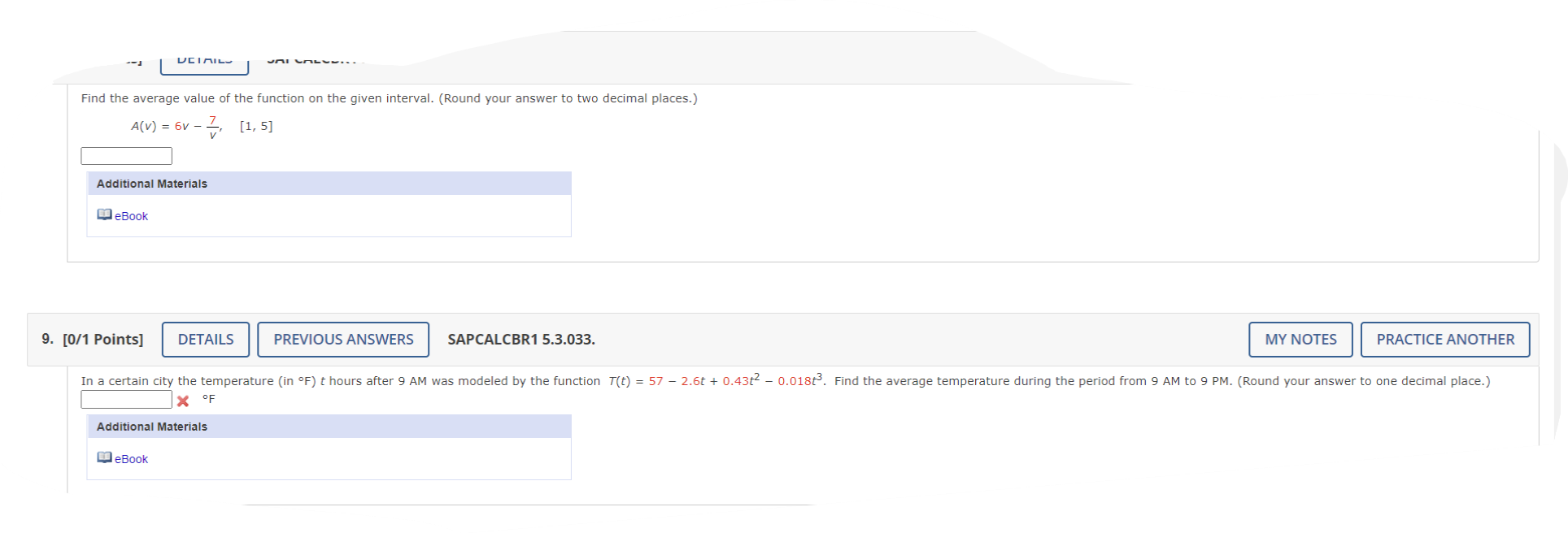 Ucinile Find The Average Value Of The Function On The Given Interval Round Your Answer To Two Decimal Places A V 1