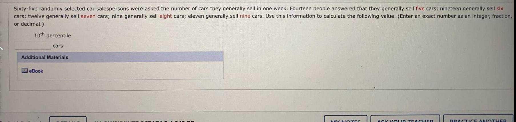 Sixty Five Randomly Selected Car Salespersons Were Asked The Number Of Cars They Generally Sell In One Week Fourteen Pe 1