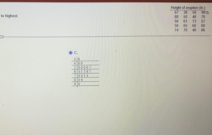 The Data Represents The Heights Of Eruptions By A Gamer Use The Heights To Construct A Templot Idently The Two Values Th 2