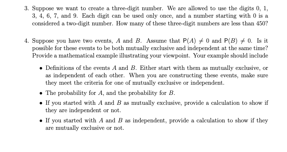3 Suppose We Want To Create A Three Digit Number We Are Allowed To Use The Digits 0 1 3 4 6 7 And 9 Each Digit 1