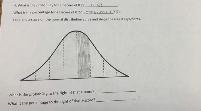 4 What Is The Probability For A Z Score Of 0 2 0193 What Is The Percentage For A 2 Score Of 0 22 0793 100 1 931 Labe 1