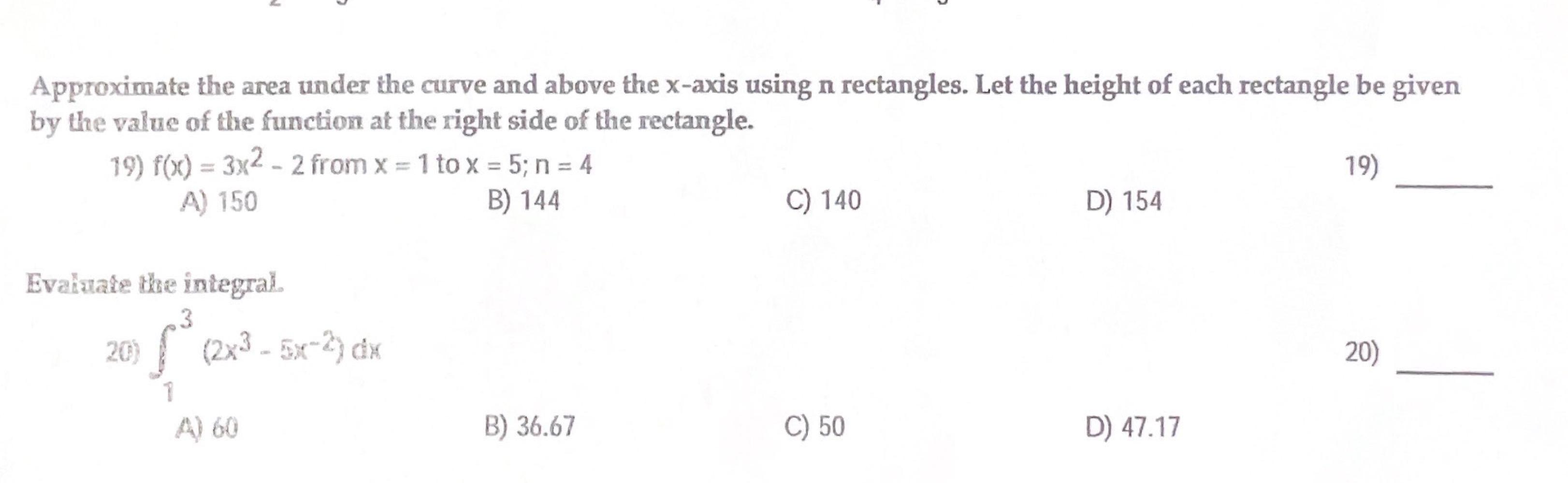 2 Approximate The Area Under The Curve And Above The X Axis Using N Rectangles Let The Height Of Each Rectangle Be Give 1