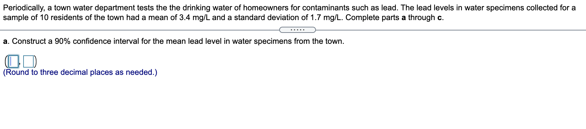 Periodically A Town Water Department Tests The The Drinking Water Of Homeowners For Contaminants Such As Lead The Lead 1