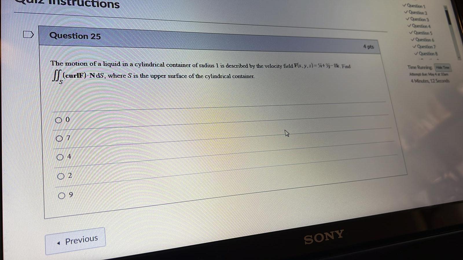 Tions Questions Questions Question 25 Questions Questions Question Question 4 Pts The Motion Of A Liquid In A Cylindri 1