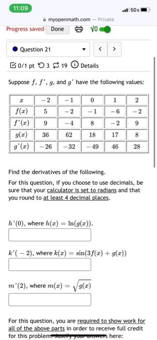 5ge 11 09 Myopenmath Com Private Progress Saved Done Vo Question 21 B0 1 Pt 319 Details Suppose F F G And G H 1