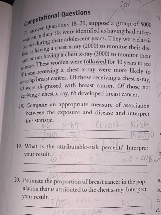 60 Were Computational Questions To Answer Questions 18 20 Suppose A Group Of 5000 Women In Their 30s Were Identified As 1