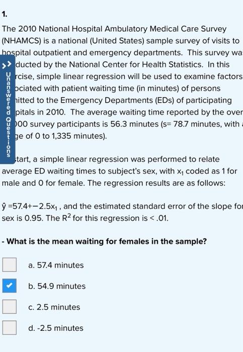 1 The 2010 National Hospital Ambulatory Medical Care Survey Nhamcs Is A National United States Sample Survey Of Vis 1