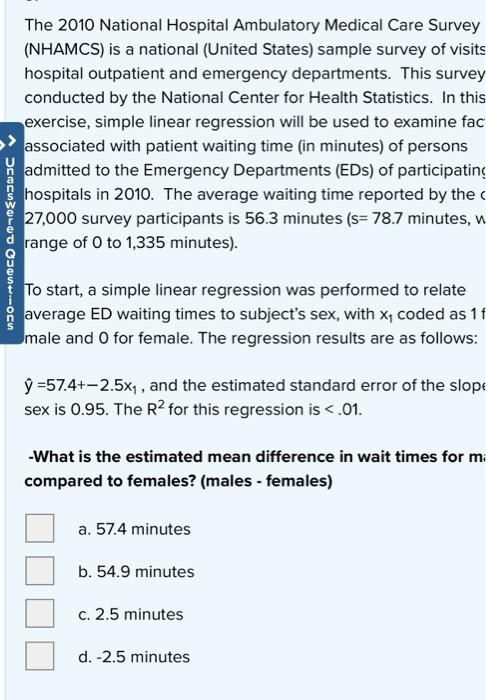 The 2010 National Hospital Ambulatory Medical Care Survey Nhamcs Is A National United States Sample Survey Of Visits 1