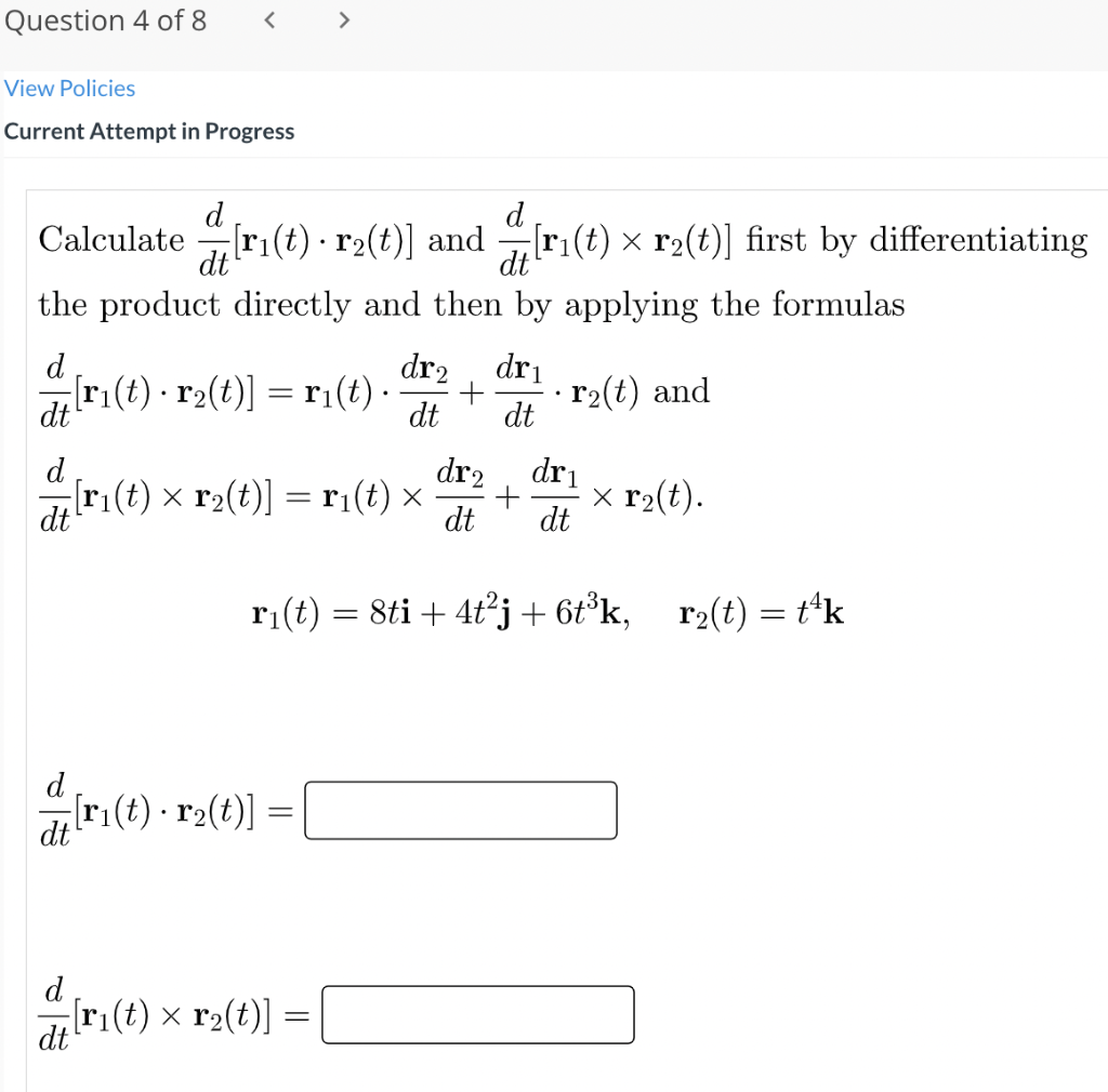 Question 3 Of 8 View Policies Current Attempt In Progress Evaluate The Definite Integral S 619 Ej K Dt T O E19 2