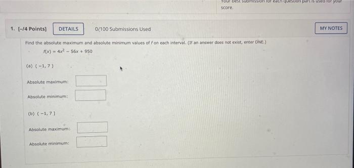 Tour Best Submission For De Queson Paras Used For Your Score 1 14 Points Details 0 100 Submissions Used My Notes Fin 1