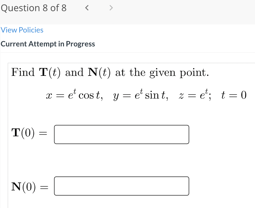 Question 7 Of 8 View Policies Current Attempt In Progress Find The Limit Note Enter The Answer Using Round Bracket 2
