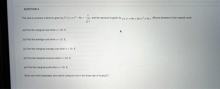 Questions The Cost To Produce X Home Is Given By C X 81 And The Demand Is Given Ty Px In R 4 Round Answers T 1