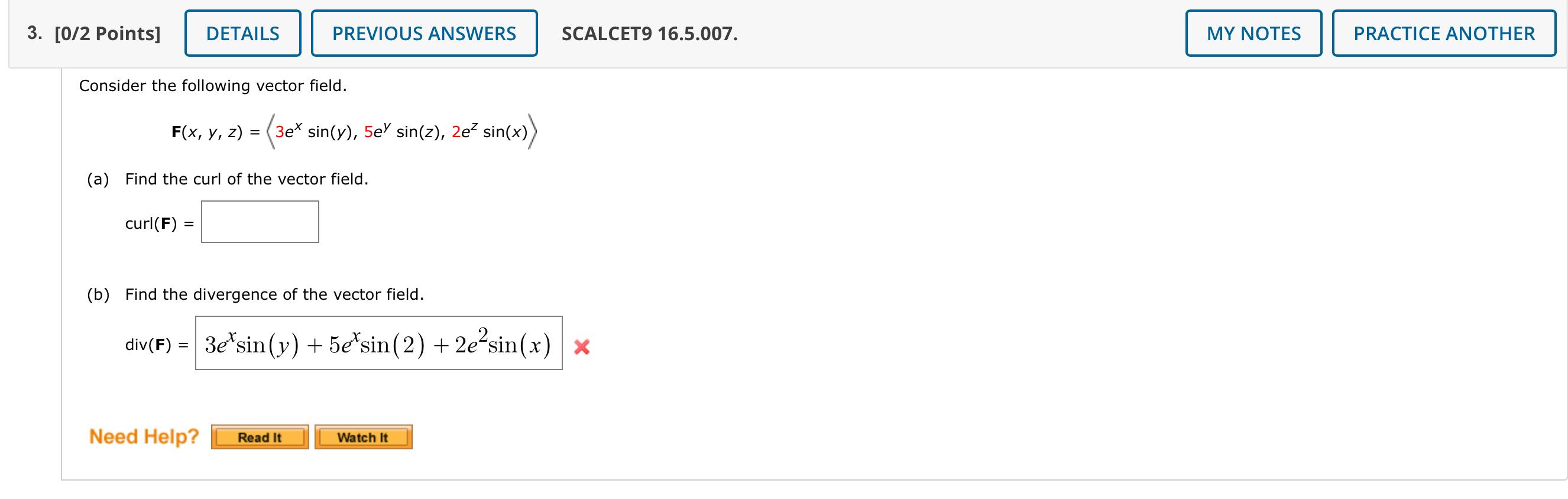 3 0 2 Points Details Previous Answers Scalcet9 16 5 007 My Notes Practice Another Consider The Following Vector Fiel 1