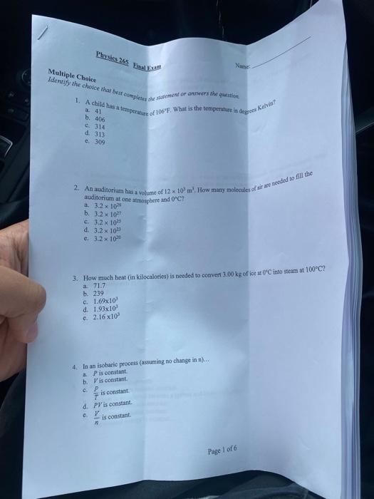 Physics 365 In Name Multiple Choice Identify The Choice That Best Complement Or Anners The Question 1 A Child Bus Sempe 1