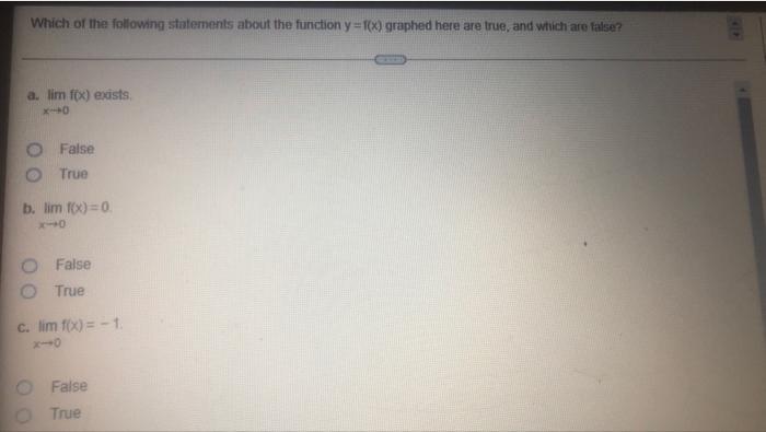 Y F X Lry 2 N Which Of The Following Statements About The Function Y F X Graphed Here Are True And Which Are False 2