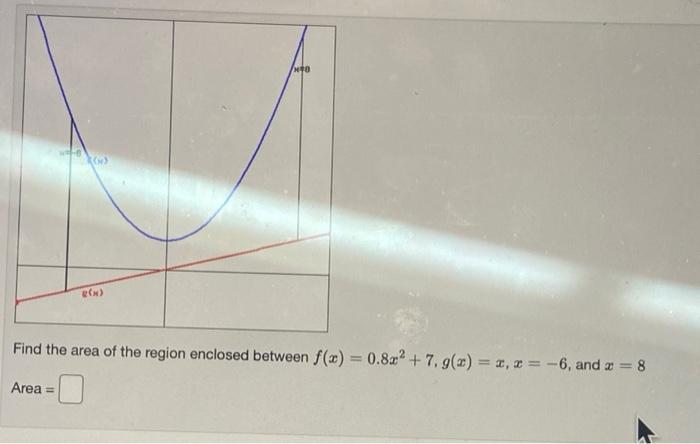 Cn Find The Area Of The Region Enclosed Between F X 0 8x2 7 9 A 1 1 6 And A 8 Area 1