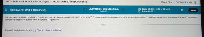 Math 2013 Survey Of Calculus 1223 Theua Math 2043 Sec007 6538 Moreya Olvera 03 04 221129 Am Homework Unit 3 Homewo 1