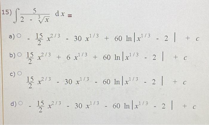 5 3 X Dx 2 15 S2 A 1x23 30 X 15 30 X 3 60 In X1 3 2 To 2 B O 15 X2 3 6 X1 3 60 In X1 3 2 C 1