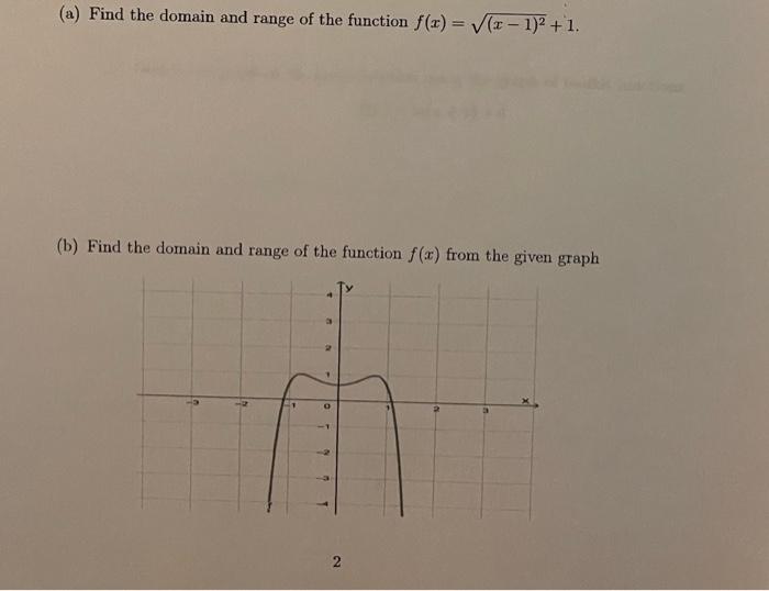 A Find The Domain And Range Of The Function F X X 1 2 1 B Find The Domain And Range Of The Function F X Fr 1