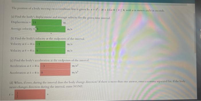 The Position Of A Body Moving On A Coordinate Line Is Given By 31 3 For Osis 6 With In Meters And In Seconde A Fi 1