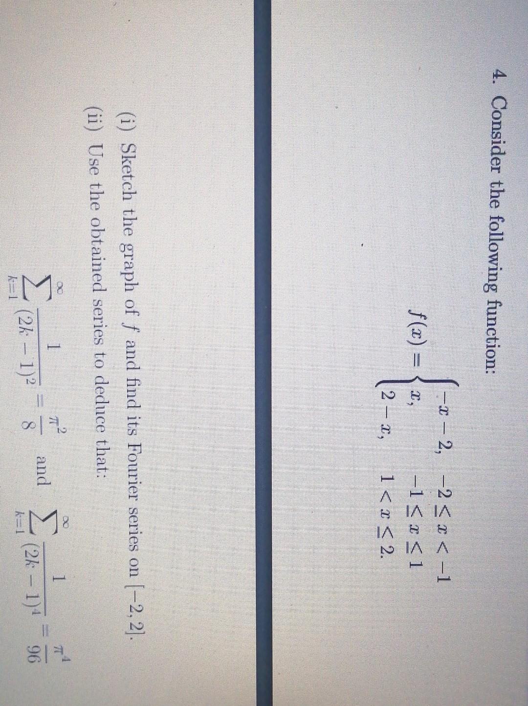 4 Consider The Following Function 2 2 2 1 F 3 32 1 Rs1 2 1 1 3 2 I Sketch The Graph Off And Find Its 1