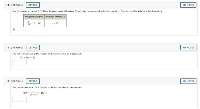 My Notes 14 Points Details Find The Change In Revenue Rin For The Given Marginal Function Assume That The Number O 1