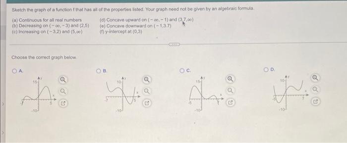 Sketch The Graph Of A Function That Has All Of The Properties Listed Your Graph Nood Not Be Given By An Algebraic Formu 1