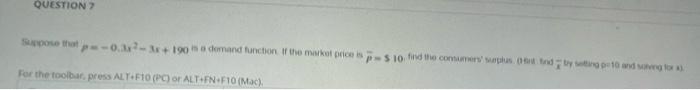 Question Spor Tot 03 3x 190 O Demand Function Of The Market Priceps10 Ford The Composto Do For The Toolbar Press Aly 1