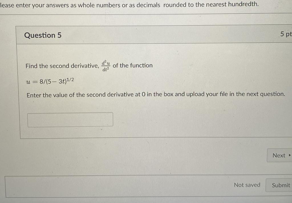 Lease Enter Your Answers As Whole Numbers Or As Decimals Rounded To The Nearest Hundredth Question 5 5 Pt Find The Seco 1