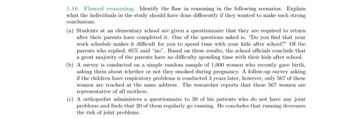 1 16 Flawed Reasoning Identify The Flaw In Reasoning In The Following Scenarios Explain What The Individuals In The St 1