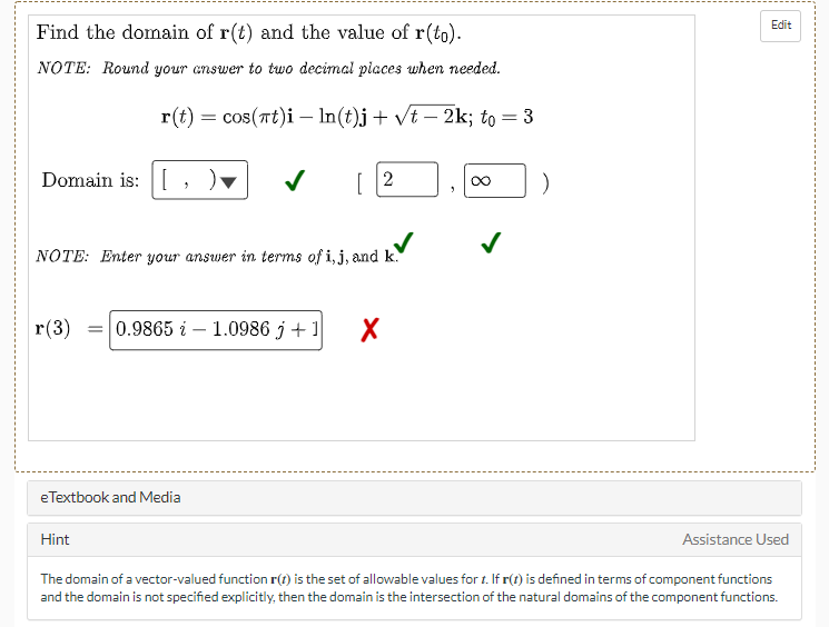 Edit Find The Domain Of R T And The Value Of R To Note Round Your Answer To Two Decimal Places When Needed R T C 1