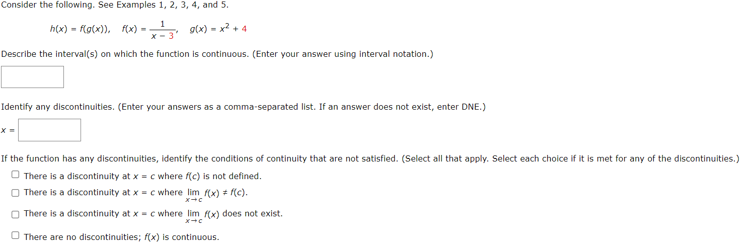 Consider The Following See Examples 1 2 3 4 And 5 H X F G X F X 1 X 3 G X X2 4 Describe The Interv 1