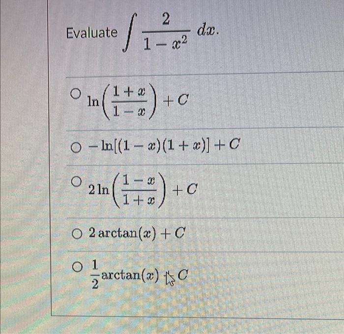 N Evaluate Do 1 22 O In 1 In 2 2 Ta 0 In 1 2 1 X C 21 C 1 O 2 Arctan X C 0 1 Z Arctan X Ac 1