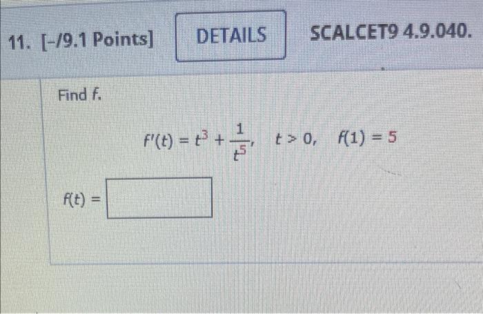 Details 11 79 1 Points Scalcet9 4 9 040 Find F 1 F T Tal T O F 1 5 F T 1