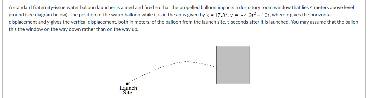A Standard Fraternity Issue Water Balloon Launcher Is Aimed And Fired So That The Propelled Balloon Impacts A Dormitory 1