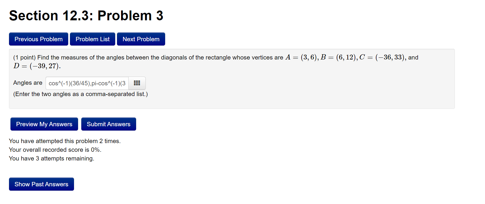 Section 12 3 Problem 3 Previous Problem Problem List Next Problem 1 Point Find The Measures Of The Angles Between 1