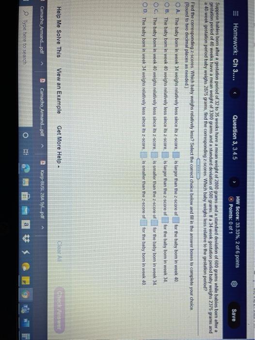 E Homework Ch 3 Question 3 3 4 5 Hw Score 33 33 2 Of 6 Points Save Points 0 Of 1 Suppose Babies Born After A 1