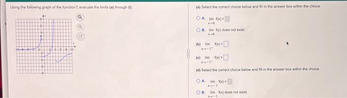 Using The Following Graph Of The Function Evaluate The Iman A Through A Select The Correct Choice Below And It In Th 1